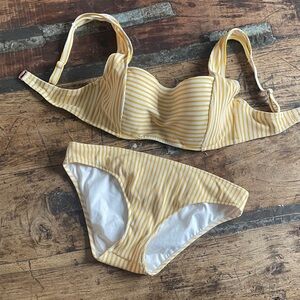 Shade & Shore Yellow Striped Bikini Set